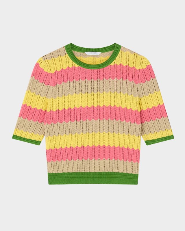 Cinzia Wavy Striped Pointelle-Knit Sweat